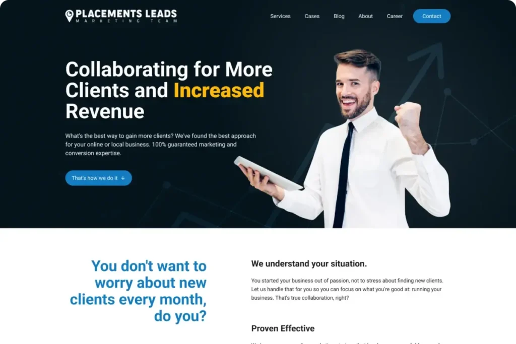 Website design for a Placement Leads